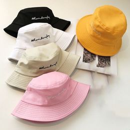 Fashion hat women summer sun protection sunshade Korean fashion students versatile embroidery Bucket hat Japanese thin sun hat