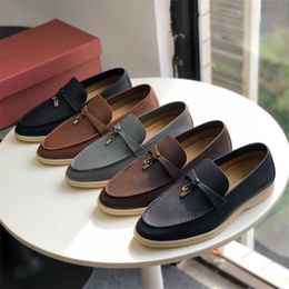 Loro Piano Leather LP Shoes LOFO Mens Pendant Flat-bottomed Casual Slip-on Lazy Fashion Shoes