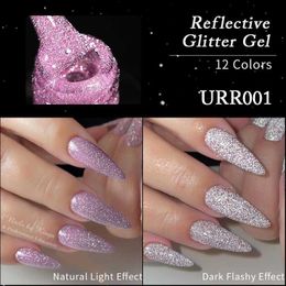 Nail Polish 7.5ml UR SUGAR reflective glitter gel pink sequin gel nail polish UV nail glue semi permanent nail art decoration Z230804