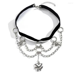 Chains E0BE Gothic Black Velvets Choker Spiders Loves Necklace Creativity Gorgeous Punk Jewellery Fashion Party Women Halloween Gift