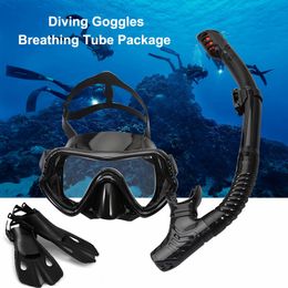 Fins Gloves Snorkelling Equipment Panoramic Wide-angle Snorkelling Mask Professional Diving Mask and Snorkel Fin Fins Snorkelling Flipper 230802