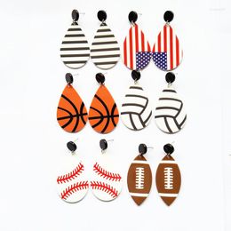 Dangle Earrings Fashion Resin Acrylic Stud Earring USA Flag Football Olive Basketball Costume Jewellery Statements For Women Girls