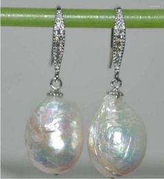 Dangle Earrings Fashion Jewellery Charming Pair Of Huge 14-15mm South Sea White Pearl Earring 925 Sterling Silver