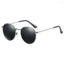 Sunglasses Alloy Round Oversized Polarized Sun Glasses Mirror Custom Made Myopia Minus Prescription Lens -1 To -6