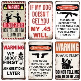 Retro Warning Metal Sign Danger Vintage Plaque Metal Caution No Trespassing Tin Poster Metal Plate for Garage Park Home Man Cave Outdoor Wall Decor 30X20CM w01