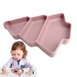 Bowls Toddler Suction Plates Christmas Tree Shaped Silicone Baby Self Feeding With 3 Compartments For