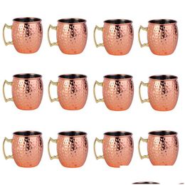 Mugs 12Pcs 550Ml Moscow Me Copper Metal Mug Cup Stainless Steel Beer Wine Coffee Bar Tools 230327 Drop Delivery Home Garden Kitchen Dhxp8