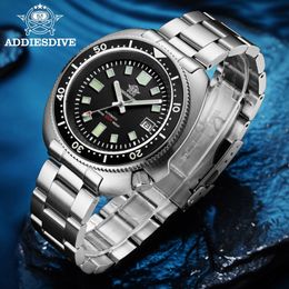 Wristwatches ADDIESDIVE Sapphire Crystals Steel Watch Man Fashion Design Stainless Automatic Mechanical Scratch Resistant Diving 230802