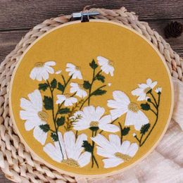 Chinese Style Products DIY Flowers Plants Pattern Embroidery Set Needlework Tools Printed Embroidery Fabric Round Embroidery DIY Sewing Craft