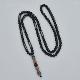 Pendant Necklaces Fashion Lychee Natural Black Hematite Carving Beads Chain Men Necklace Souvenir Jewellery Gift