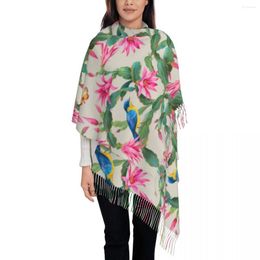 Scarves Cactus Flowers Colourful Birds Shawls And Wraps For Evening Dresses Womens Dressy Wear