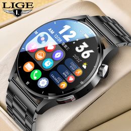 Armbanduhren LIGE für Huawei Uhr Pro AMOLED Smart Männer Benutzerdefinierte Zifferblatt Antwort Anruf Sport Fitness Tracker Wasserdichte Smartwatch 230802