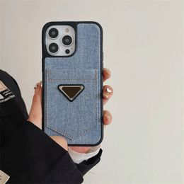 Designer Denim Apple 14 Mobile Phone Cases Personalized Card Pocket 12/13 Promax All Inclusive Men Women Callphone Protective Cover