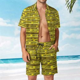 Men's Tracksuits 2 Pieces Suit AWESOME Use Caution Vintage Beach Novelty Leisure USA Size