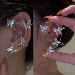 Ear Cuff Gold Silver Colour Metal Butterfly Clips Without Piercing For Women Sparkling Zircon Clip Earrings Wedding Jewellery 230802