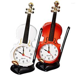 Table Clocks Violin Students Use Alarm Clock Creative Fashion Simple European Style Children's Cute Cartoon Bedside Retro Ornament