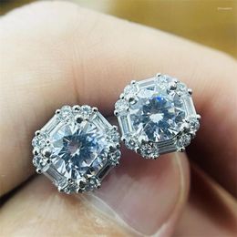 Stud Earrings 925 Sterling Silver Square Diamond Earring Females Aros Mujer Oreja Origin Orecchini Bizuteria Gemstone