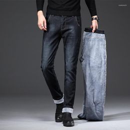 Men's Jeans 2023 Autumn And Winter Slim Elastic Fleece Thick Korean Version Of Fashion Small Straight Cowboy