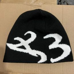 Berets Y2K Goth Letter Graphical Pattern Acrylic Knit Hat Women Beanie Winter Warm Beanies Men Grunge Hip Hop Casual Skullies Outdoor