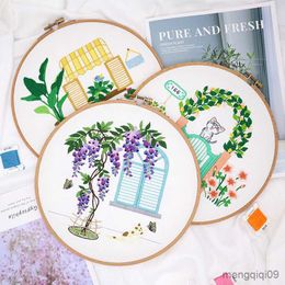 Chinese Style Products Purple Flowers Embroidery DIY Needlework Houseplant Pattern Needlecraft for Beginner Cross Stitch R230803