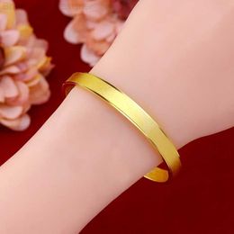 Charm Bracelets Fashion Korean 22k Yellow Gold Bracelet Jewelry for Women Wedding Engagement Statement Bracelets Gold Bangles Girlfriend Gifts L230804