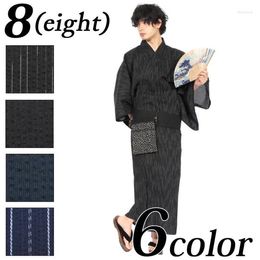 Ethnic Clothing Japanese Traditional Men's Kimono Yukata Samurai Style Cotton Loungewear With Belt Multi-style