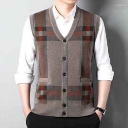 Men's Sweaters Autumn Winter Knitted Vest Fashion V-neck Sleeveless Cardigan Jacket Business All Match