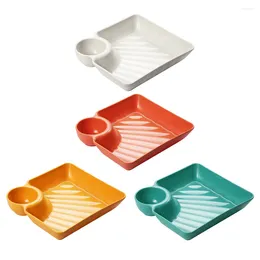 Dinnerware Sets 4 Pcs Divider Snack Dishes Japanese Chips Dipping Dumpling Storage Plates Plastic Tableware Salad Serving Utensils