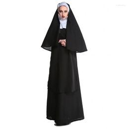 Ethnic Clothing Halloween Role Play Nun's Outfit Black Clerical Dress Father Maria Cosplay Clothes