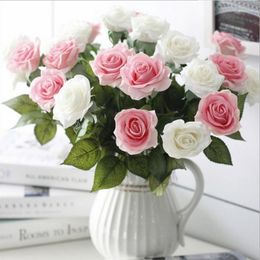 Decorative Flowers 10Pcs Artificial Real Touch Roses For Bouquet Diy Wedding Home Decoration Floral Arrangement