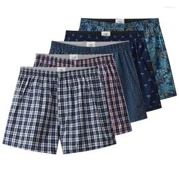 Underpants S-XL Mens Cotton Underwear Boxer Shorts Casual Plaid Elastic Waistband Button Comfortable For Home