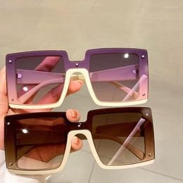 Sunglasses Uv Blocking Women Big Square Frame Colourful Mirror Eye Accessorier 2023 Design Rectangle Casual Goggle