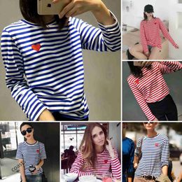 Spring and Autumn Versatile T-shirt Designer Play Embroidery Long Sleeve Pullover Short Sleeve comms des garcons Men and Women Fashion Couple Loose Top zb