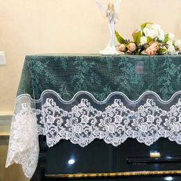 Dust Cover European Hollow out Yarn Embroidery Semi-Permeable Piano Cover Towel Music Stool Set Piano Dustproof Decoration Half Cover R230803