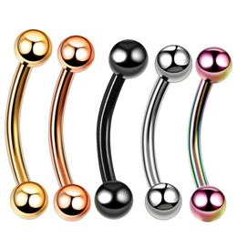 Labret Lip Piercing Jewellery 10Pcs Eyebrow Banana Piercings Snake Eye Tongue Rings Curved Barbell Daith Helix Earring Tragus 16G 230802