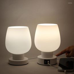 Table Lamps Nordic Minimalist Touch Glass Lamp Dimmer Bedside Bedroom Home Decoration Usb Night Light Stand Desk Led