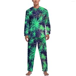 Men's Sleepwear Moss Galaxy Pajamas Spring Abstract Print Casual Man 2 Pieces Graphic Long Sleeves Kawaii Pajama Sets