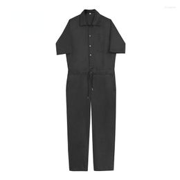 Men's Pants Men Jumpsuits Casual Loose Short Sleeve Joggers Streetwear Hip Hop Fashion Straight Cargo Rompers Overalls Black Trousers