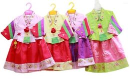 Ethnic Clothing Hanbok Girl Summer Simulation Silk Roses Colourful Sleeves Dress Festival Costumes