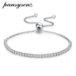 Charm Bracelets PANSYSEN 925 Sterling Silver 3mm Pink Sapphire Citrine Diamond Gemstone Women Charm Bracelet Wedding Fine Jewellery Wholesale L230804