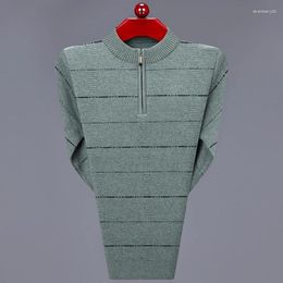 Men's Sweaters Non-Iron Striped Green Spring Autumn Winter Clothes 2023 Pull OverSize 3XL Classic Style Casual Pullovers