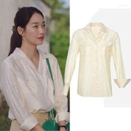 Women's Blouses Kpop Korean Singers Streetwear Fashion Elegant Long Sleeve Sexy Button Tops Female Office Temperament Shirts