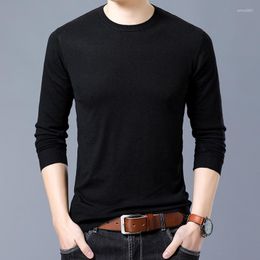 Men's Sweaters Men Round Neck Long Sleeve Knitted 2023 Solid Color Warm Bottoming Shirt Zde3174