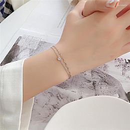 Link Bracelets Stylish Compact Double Layer Single Zircon Stainless Steel Bracelet With Rose Gold Plated Women Titanium Jewelry