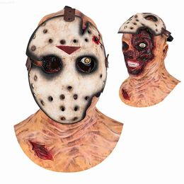 Party Masks Cafele Scary Jason Mask Horror Hacker Mask Full Head Vampire Latex Costume Halloween Cosplay Props for Adult Men Women L230803