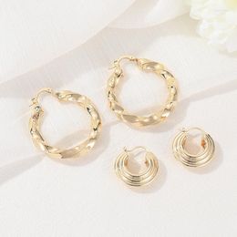 Hoop Earrings 10Pairs Geometric For Women High-fashion Wave Twist Pattern U Shaped Gold Plated Copper Jewellery Party Wedding Gift