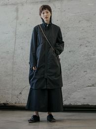 Women's Trench Coats Owen Seak Women Cotton Parker High Street Style Clothing Winter Dust Windbreaker Black