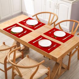 Table Mats 2023 Christmas Red Series Cotton Linen Mat Western Place Nordic Style Fabric For Kitchen Decoration