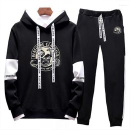 Men's Suits Men Set Vintage Glory Bounds Motorcycle USA Printing Sportswear Suit Sweatshirts Tracksuits Two Piece Hoodies Pants 2pcs