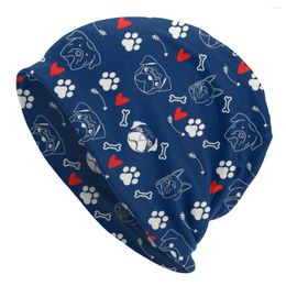 Berets Unisex Winter Warm Bonnet Femme Knit Hats Fashion Pug Dog Pattern Beanie Cap Outdoor Kawaii Animal Puppy Beanies Caps